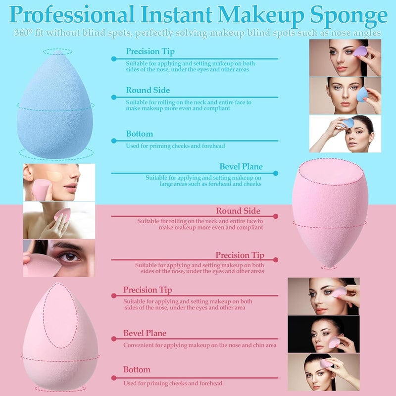 AuraRay 14 Pcs Makeup Sponge Set,Beauty Sponges Blender with 4 Pcs Powder Puff and 4 Pcs Mini Make up Sponges Birthday Gift,Mother's Day Gift for Women Liquid,Foundation,Powder,Concealer,Cream(Colorful) - Image 2